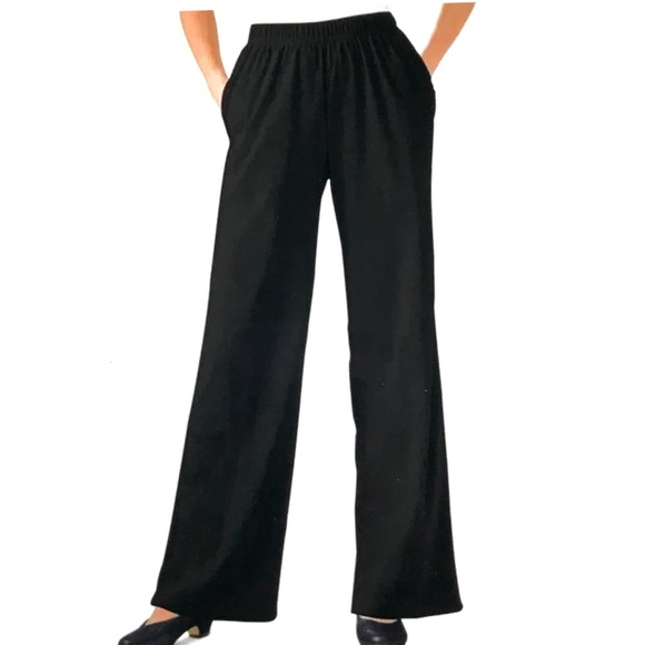 WOMAN WITHIN Wide Leg Pants Black 7 Day Knit Pockets Women’s Plus Size 4X 34/36 - Picture 1 of 15